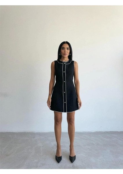 Chanel Kumaş Kısa Önden Düğmeli Elbise - Siyah fırsatları