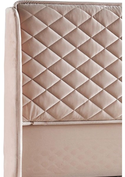 Baklava Lüks Baza ve Başlık Seti 100X200 cm Tek Kişilik Metal Baza ve Başlık Takımı Krem Kumaş