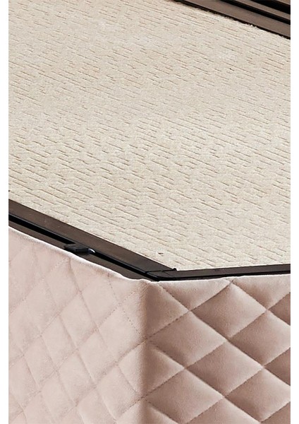 Niron Baklava Yatak Seti - 150X200 cm Krem Tek Kişilik, Pedli Sert Yatak, Lüks Baza ve Başlık Takımı