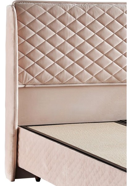 Niron Baklava Yatak Seti - 150X200 cm Krem Tek Kişilik, Pedli Sert Yatak, Lüks Baza ve Başlık Takımı