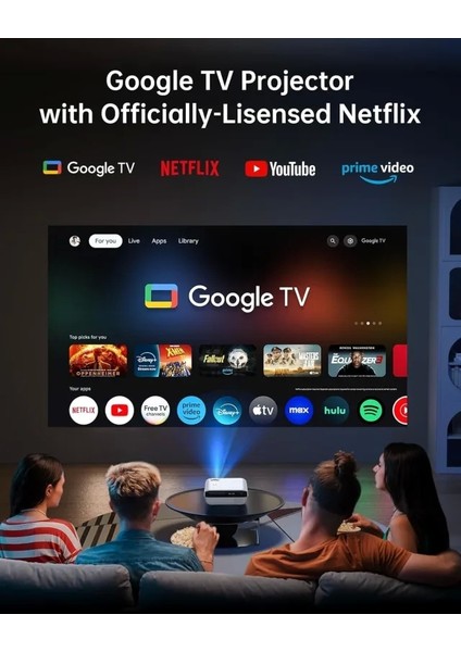 Yerel 1080P Bluetooth Projektör Google Tv System