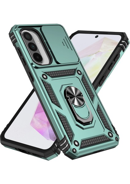 Samsung Galaxy A36 5g Kılıf Pc+Tpu Lens Korumalı Telefon Kılıfı Kickstand-Siyahımsı Yeşil (Yurt Dışından) fiyatları