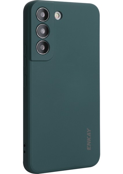 Samsung Galaxy S25 Silikon Kılıf Enkay Şapka Prens Düz Kenarlı Cep Telefonu Arka Kapak-Koyu Yeşil (Yurt Dışından)