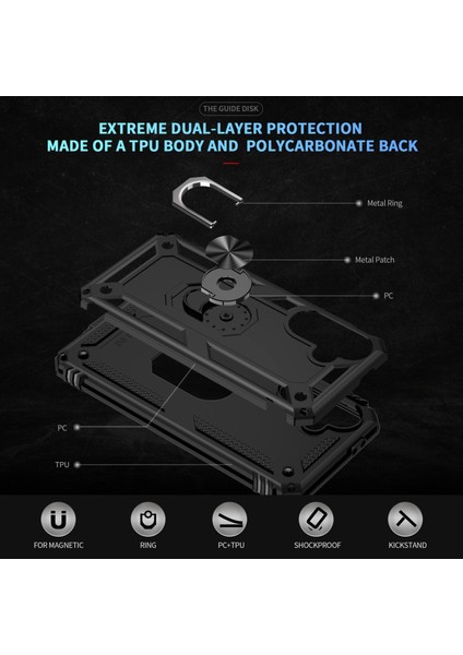Samsung Galaxy A36 5g Kılıf Pc+Tpu Telefon Kılıfı Döner Halkalı Kickstand-Siyah (Yurt Dışından) modelleri