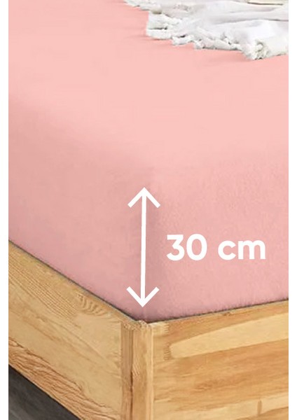 Penye Lastikli Çarşaf Pamuklu Jersey Tek Kişilik 100 x 200 cm Pembe