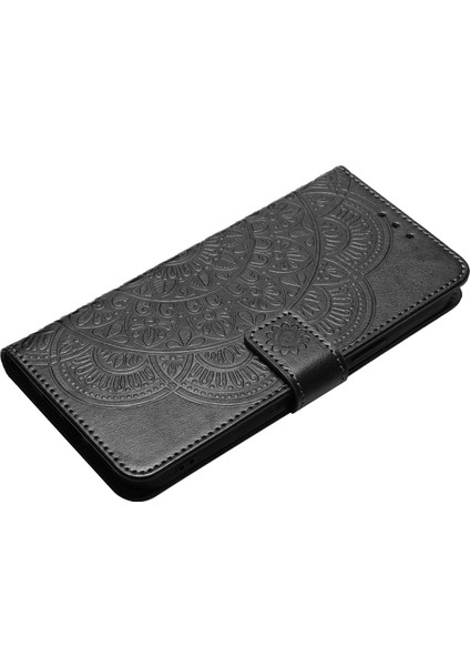 Samsung Galaxy A26 5g Kart Yuvalı Deri Kılıf Mandala Desenli Telefon Kılıfı Stand-Siyah (Yurt Dışından) fırsatları