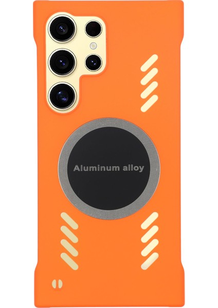 Samsung Galaxy S24 Ultra Kılıf Sert Pc Çerçevesiz Isı Dağılımı Telefon Kapağı-Turuncu (Yurt Dışından)
