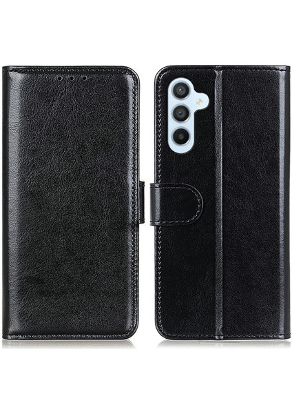 Samsung Galaxy A56 5g Kılıf Crazy Horse Dokulu Pu Deri Telefon Standı Kapağı-Siyah (Yurt Dışından)