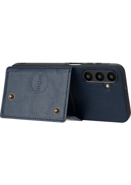 Samsung Galaxy A56 5g Kılıf Kart Yuvalı Kickstand Deri+Tpu Telefon Kapağı-Mavi (Yurt Dışından)
