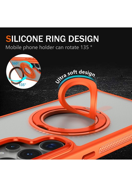 Samsung Galaxy S25 Ultra Kılıf Tpu+Pc Mat Arka Plaka Telefon Kapağı Silikon Halkalı Kickstand-Siyah (Yurt Dışından)