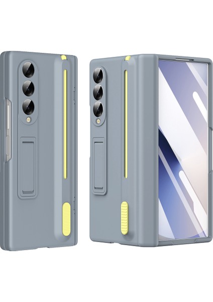 Samsung Galaxy Z Fold6 5g Kickstand Pc Telefon Kılıfı, Temperli Cam Ekran Koruyucu ve Stylus Kalem-Gri (Yurt Dışından)