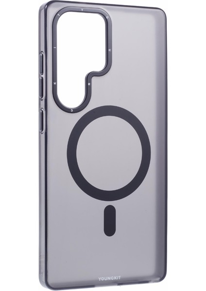 Youngkıt Samsung Galaxy S25 Ultra Mat Kılıf Magsafe Pet Tpu ile Uyumlu Darbeye Dayanıklı Telefon Kapağı-Şeffaf Siyah (Yurt Dışından)