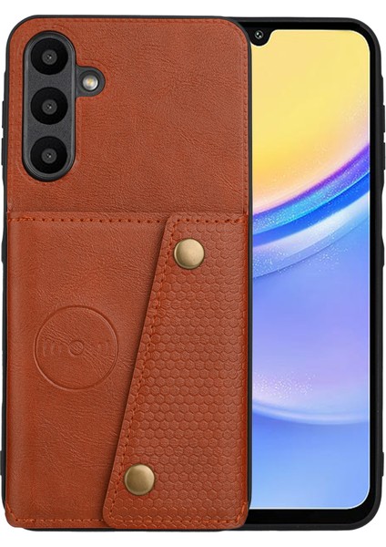 Samsung Galaxy A56 5g Kılıf Kart Yuvalı Kickstand Deri+Tpu Telefon Kapağı-Kahverengi (Yurt Dışından)