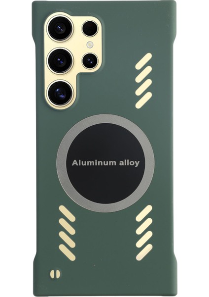 Samsung Galaxy S24 Ultra Kılıf Sert Pc Çerçevesiz Isı Dağılımı Telefon Kapağı-Yeşil (Yurt Dışından)