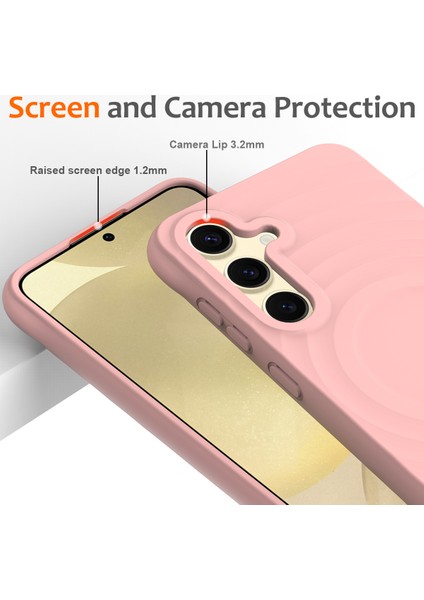 Samsung Galaxy S25+ Kılıf Magsafe ile Uyumlu Dalgalanma Dokulu Sıvı Silikon Koruyucu Kapak - Pembe (Yurt Dışından) fırsatları