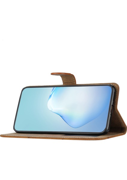 Samsung Galaxy A56 5g Kılıf Crazy Horse Dokulu Pu Deri Cüzdan Standlı Telefon Kapağı-Kahverengi (Yurt Dışından)