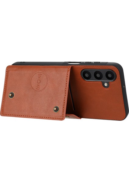 Samsung Galaxy A56 5g Kılıf Kart Yuvalı Kickstand Deri+Tpu Telefon Kapağı-Kahverengi (Yurt Dışından)