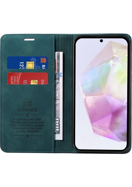 Samsung Galaxy A56 5G/A36 5g Standlı Cüzdan Kılıf Deri Telefon Kılıfı-Yeşil (Yurt Dışından)