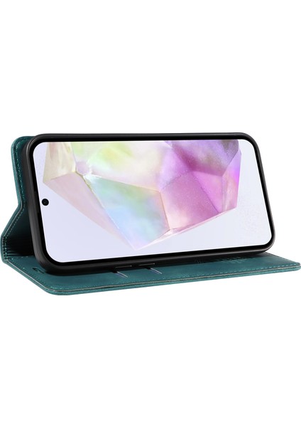 Samsung Galaxy A56 5G/A36 5g Standlı Cüzdan Kılıf Deri Telefon Kılıfı-Yeşil (Yurt Dışından)
