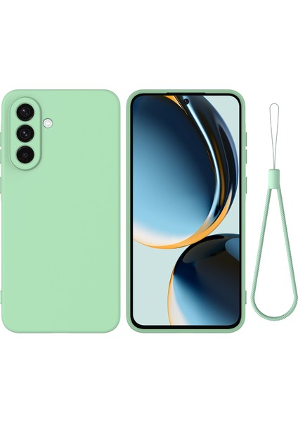Samsung Galaxy A56 5g Kılıf Sıvı Silikon Telefon Arka Kapak El Askılı-Yeşil (Yurt Dışından)
