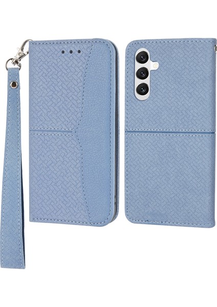 Samsung Galaxy A56 5g Kılıf Dokuma Dokulu Pu Deri Cüzdan Telefon Kapağı-Gri (Yurt Dışından)