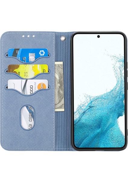 Samsung Galaxy A56 5g Kılıf Dokuma Dokulu Pu Deri Cüzdan Telefon Kapağı-Gri (Yurt Dışından)