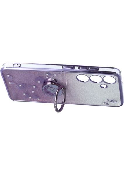 Kadem Samsung Galaxy S24 Fe Kılıf Yüzük Kickstand Tpu Çiçekler Telefon Kapağı Degrade Glitter-Mor (Yurt Dışından) indirimleri