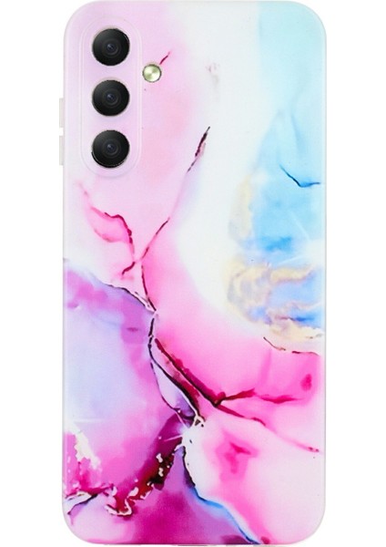 Samsung Galaxy A56 5g Kılıf Esnek Tpu Mermer Desenli Telefon Kılıfı-Pembe/mavi (Yurt Dışından)