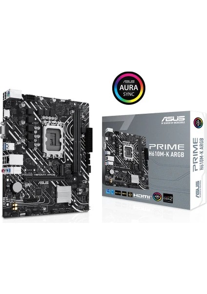 Prıme H610M-K Argb Ddr5 5600MHZ VGA HDMI Glan M.2 1700P USB 3.2 Gen1 (12-13-14. Nesil)