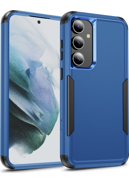 Samsung Galaxy S25/S24 Kılıf 3'ü 1 Arada Darbeye Dayanıklı Tpu Pc Telefon Kapağı-Safir+Siyah (Yurt Dışından)