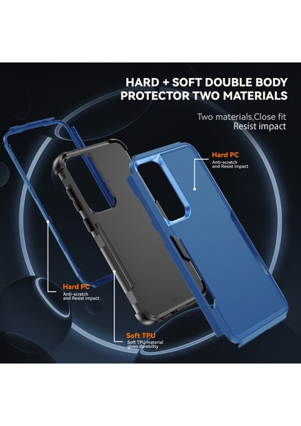 Samsung Galaxy S25/S24 Kılıf 3'ü 1 Arada Darbeye Dayanıklı Tpu Pc Telefon Kapağı-Safir+Siyah (Yurt Dışından) indirimleri