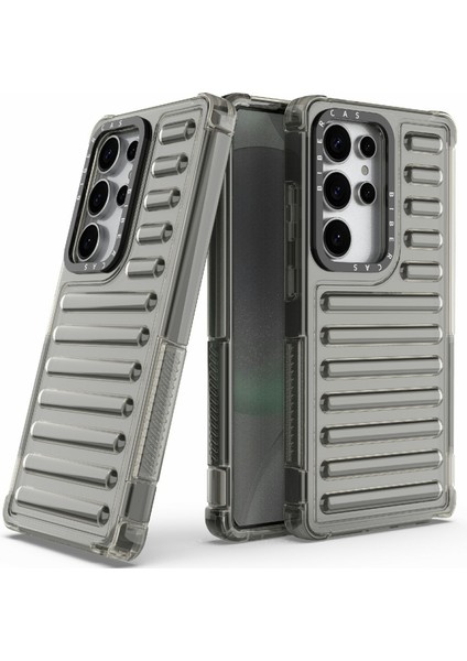 Samsung Galaxy S25 Ultra Kılıf Şerit Tasarımlı Kaymaz Çıkarılabilir Tpu+Pc Telefon Kapağı-Gri (Yurt Dışından) indirimleri