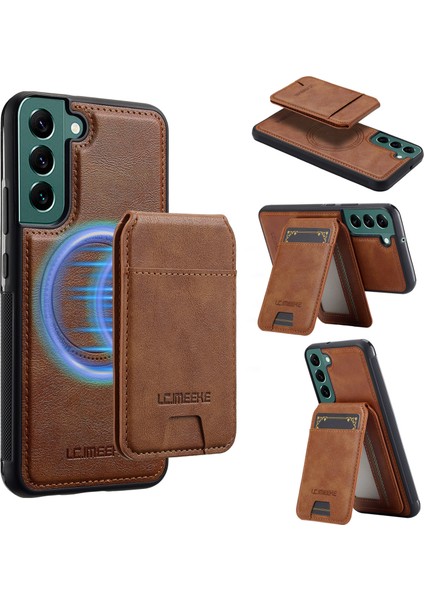 Lc.ımeeke L3 Samsung Galaxy S21 Fe 5g Manyetik Kılıf Çıkarılabilir Kart Tutucu Deri Tpu Mobil Kapak-Kahverengi (Yurt Dışından)