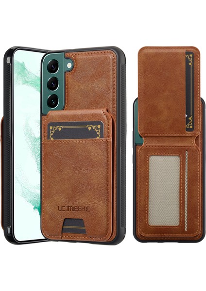 Lc.ımeeke L3 Samsung Galaxy S21 Fe 5g Manyetik Kılıf Çıkarılabilir Kart Tutucu Deri Tpu Mobil Kapak-Kahverengi (Yurt Dışından)
