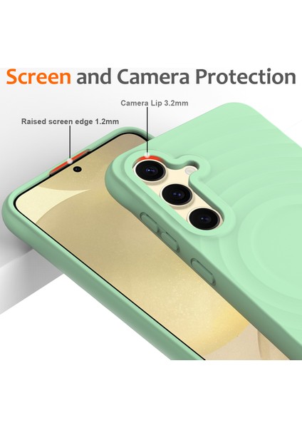 Samsung Galaxy S25+ Kılıf Magsafe ile Uyumlu Dalgalanma Dokulu Sıvı Silikon Koruyucu Kapak Kayışlı-Yeşil (Yurt Dışından) fırsatları