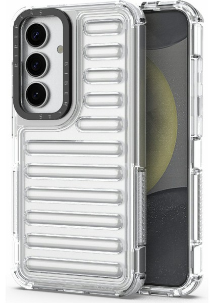 Samsung Galaxy S25 Kılıf Şerit Tasarımlı Kaymaz Çıkarılabilir Tpu+Pc Telefon Kapağı-Şeffaf (Yurt Dışından)