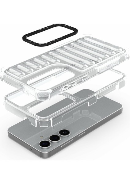 Samsung Galaxy S25 Kılıf Şerit Tasarımlı Kaymaz Çıkarılabilir Tpu+Pc Telefon Kapağı-Şeffaf (Yurt Dışından) fiyatları