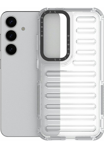 Samsung Galaxy S25 Kılıf Şerit Tasarımlı Kaymaz Çıkarılabilir Tpu+Pc Telefon Kapağı-Şeffaf (Yurt Dışından) modelleri