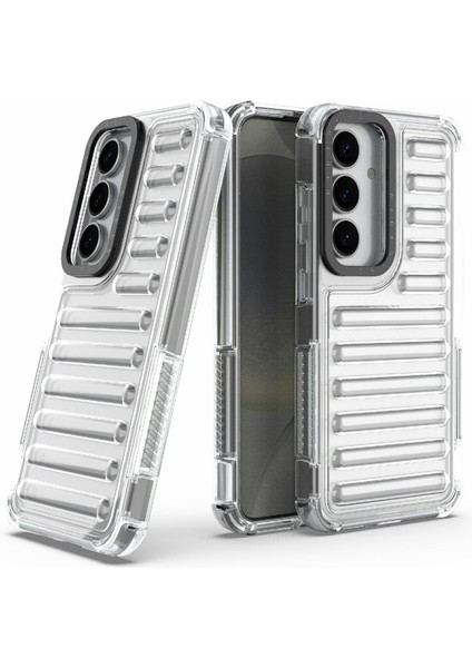 Samsung Galaxy S25 Kılıf Şerit Tasarımlı Kaymaz Çıkarılabilir Tpu+Pc Telefon Kapağı-Şeffaf (Yurt Dışından) indirimleri