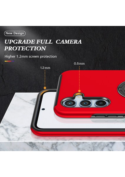 Samsung Galaxy A36 5g Kılıf Pc+Tpu Dönebilen Halkalı Telefon Kılıfı-Kırmızı (Yurt Dışından) indirimleri