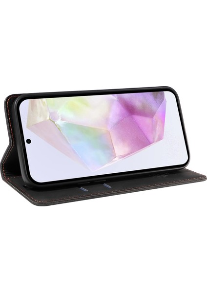 Samsung Galaxy A56 5G/A36 5g Cüzdan Kılıf Standlı Deri Telefon Kılıfı-Siyah (Yurt Dışından)