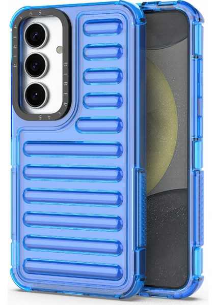 Samsung Galaxy S25 Kılıf Şerit Tasarımlı Kaymaz Çıkarılabilir Tpu+Pc Telefon Kapağı-Mavi (Yurt Dışından)