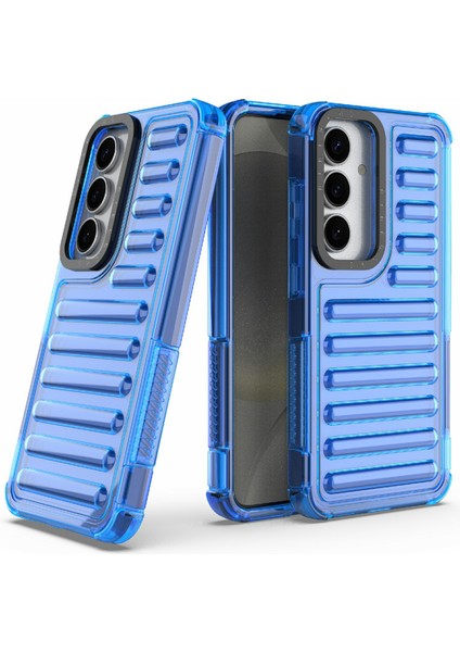 Samsung Galaxy S25 Kılıf Şerit Tasarımlı Kaymaz Çıkarılabilir Tpu+Pc Telefon Kapağı-Mavi (Yurt Dışından) indirimleri