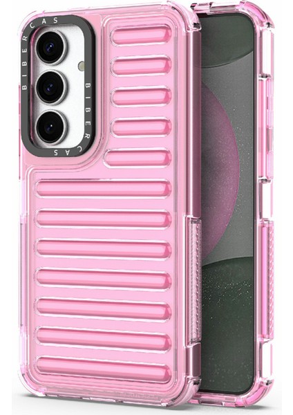 Samsung Galaxy S25+ Kılıf Şerit Tasarımlı Kaymaz Çıkarılabilir Tpu+Pc Telefon Kapağı-Açık Pembe (Yurt Dışından)