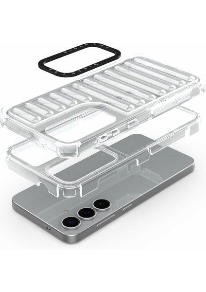 Samsung Galaxy S25+ Kılıf Şerit Tasarımlı Kaymaz Çıkarılabilir Tpu+Pc Telefon Kapağı-Açık Pembe (Yurt Dışından) fiyatları