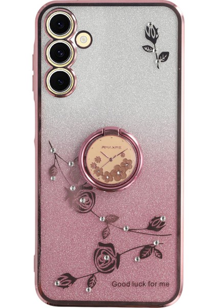 Kadem Samsung Galaxy A56 5g Kılıf Yüzük Kickstand Tpu Çiçekler Telefon Kapağı Degrade Glitter-Gül Altın (Yurt Dışından)