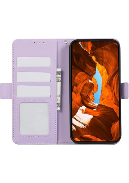 Samsung Galaxy A56 5g Kılıf Rfıd Engellemeli Deri Telefon Kılıfı Cüzdan-Mor (Yurt Dışından)