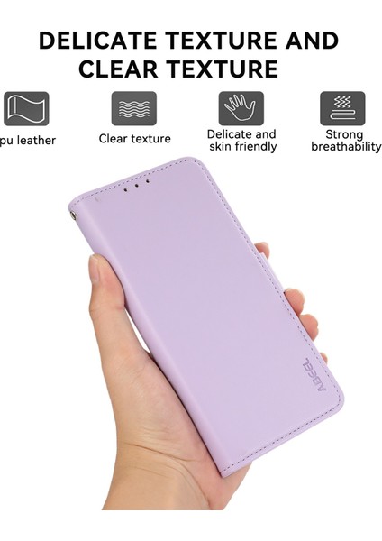 Samsung Galaxy A56 5g Kılıf Rfıd Engellemeli Deri Telefon Kılıfı Cüzdan-Mor (Yurt Dışından)