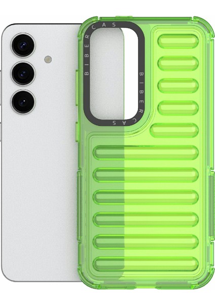 Samsung Galaxy S25 Kılıf Şerit Tasarımlı Kaymaz Çıkarılabilir Tpu+Pc Telefon Kapağı-Yeşil (Yurt Dışından) modelleri