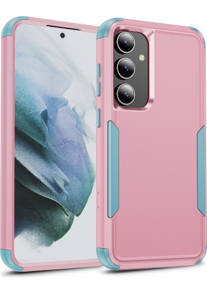 Samsung Galaxy S25/S24 Kılıf 3'ü 1 Arada Darbeye Dayanıklı Tpu Pc Telefon Kapağı-Pembe+Gri Yeşil (Yurt Dışından)